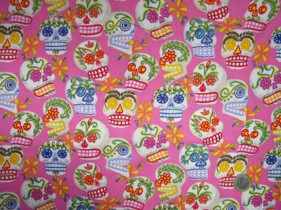 Fhrgeschirr Variabel Mexican Skulls pink