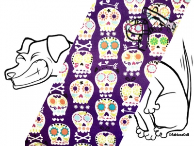 Fhrgeschirr Variabel Mexican Skulls lila