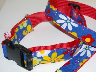 Halsband Neon Flowers blau