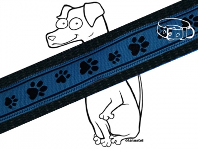 Halsband Pfoten blau